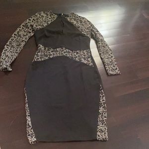 Black and gold lace dress